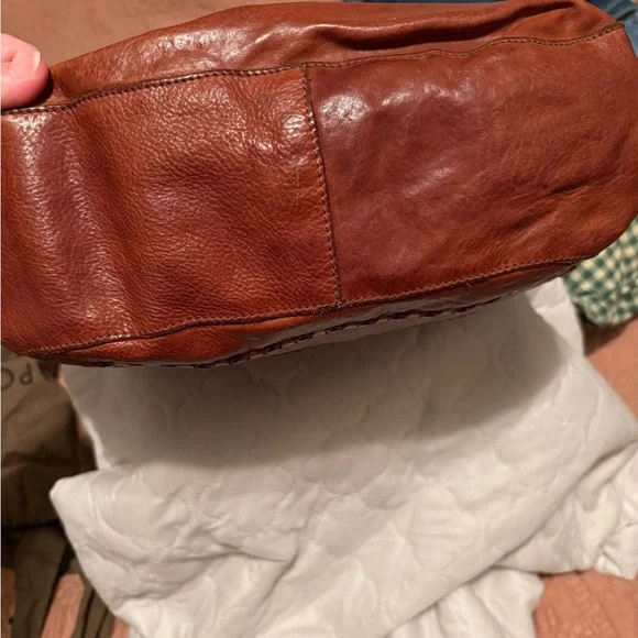 Campomaggi Corallo cognac leather crossbody or hobo bag